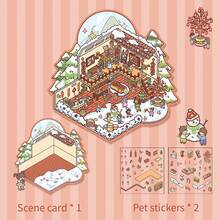 3pcs Cartoon 3D Stereoscopic Stress-Relieving Diorama Stickers, Creative Miniature Scene Collage, DIY Scrapbooking Stickers - Style 1 - View 13