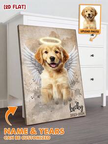 Catygift Customized Pet Memorial Canvas Angel Design, Personalized Pet Passing Gift, Upload Photo & Customize Name & Year, Cat/Dog Memorial Gift For Pet Owners - As Shown - View 6