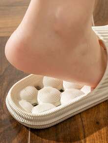 Women's Solid Color Plastic Slippers, Basic Style Home Slippers, Synthetic Fiber Glossy Plastic Slippers, Beach & Home Wear, All Season Plastic Slides - White - View 6