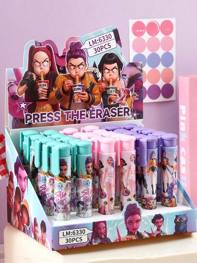 1 pieza Borrador de combinación de mujer de dibujos animados, Borradores de K-POP, Limpieza sin residuos, Borradores de modelado 3D de resina coloridos, Papelería estudiantil