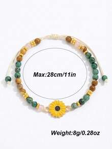1 pieza Pulsera ajustable hecha a mano con cuentas de piedra natural de girasol, adecuada para uso diario de mujeres, regalo, de primavera a verano - Multicolor - Ver 6