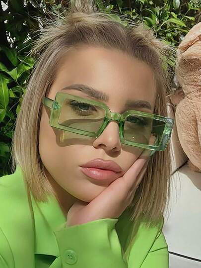 1/2/4副装女士亚克力小号长方形时尚眼镜，适合日常外出、夏季海滩度假、户外活动和旅行。