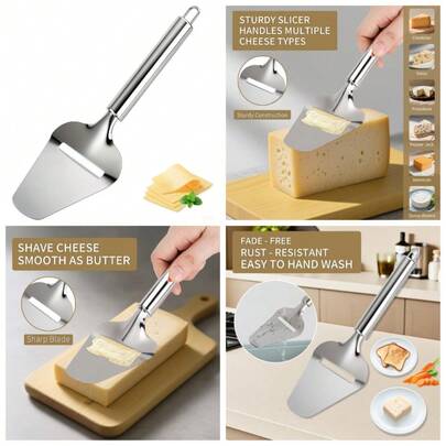 Stainless Steel Cheese Slicer With Ergonomic Handle Dishwasher  Wire Cutter For Hard Soft Cheeses Sandwiches Charcuterie Boards