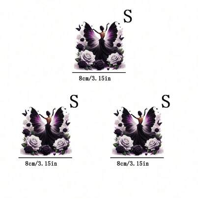 1/2/3pcs Purple Butterfly & Rose Pattern Heat Transfer Stickers, Suitable For DIY T-Shirts, Jeans, Hoodies, Bags, Pillows (Mixed Colors), Holiday Crafts, Durable Decals, Clothing Embellishment, Party Decoration