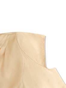 Women's Casual Elegant Versatile Solid Color Design Draped Cowl Neck Set-In Sleeves Slim Fit Back Zipper Closure Defined Waistline Flared A-Line Hem Midi Dress, Spring Summer - Champagne - View 7
