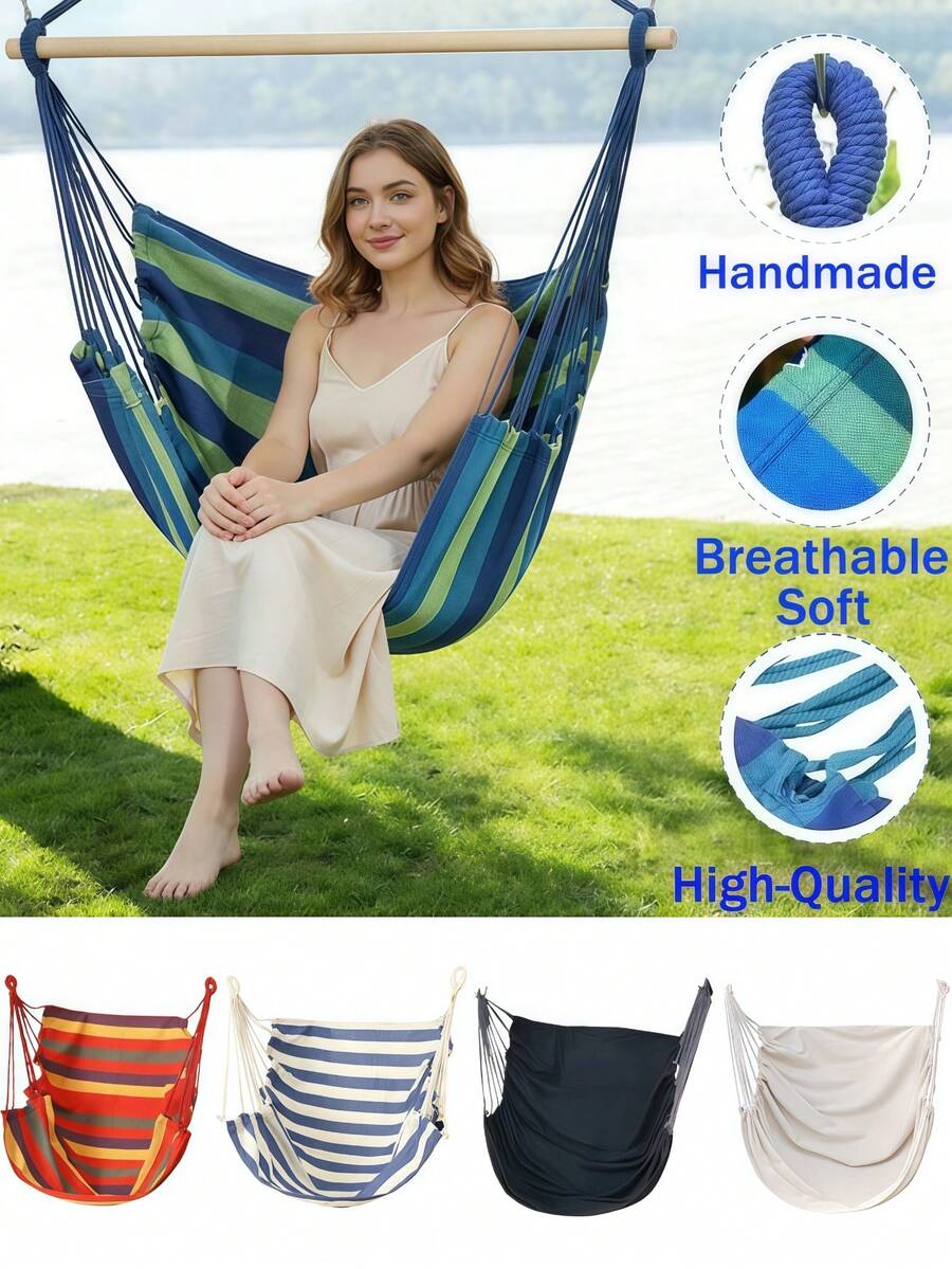 1件装 6色波西米亚风吊绳吊椅，蕾丝吊床椅，可折叠，便携，舒适座椅，室内吊篮秋千椅，室外秋千椅，吊床椅吊绳秋千，耐用，摇椅摇篮卧室休闲椅，适用于户外、家庭、卧室、庭院、室内、花园、阳台、露台、海滩、庭院和草坪