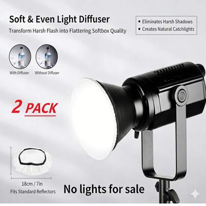 2 PACK Soft & Even Light Diffuser For Flash/Strobe - Eliminate Harsh Shadows & Create Flattering Light. No Lights Sold.Professional Flash Soft Light Diffuser - Transforms Harsh Flash Into Softbox Quality. Universal Soft Light Diffuser For Standard Reflectors - Photography Lighting Modifier. High-Density Soft Light Diffuser - Achieve Smooth, Natural Lighting For Photography. Durable & Anti-Deformation Flash Diffuser - Essential For Professional Photo Lighting.