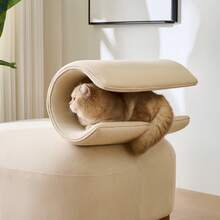 Multifunctional Sofa/Chair With Cat Hole - Living Room And Bedroom, Pet-Friendly Fabrics, Scratch-Resistant Materials, Simple Sofa. - Beige - View 9