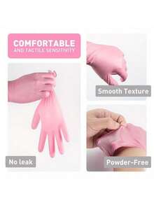 Pink Disposable Gloves - Latex-Free, Powder-Free Nitrile Gloves, Suitable For Household Cleaning, Multi-Purpose Cleaning, Tattooing And Hair Coloring - Available In Multiple Sizes - Multicolor - View 8