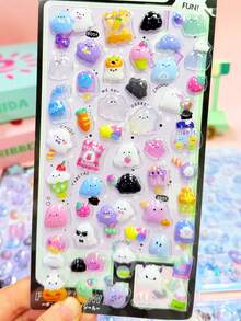 3D Cute Stickers - Cartoon Hot Dog Sushi Bubble Stickers, Adorable Mini Plush 3D Reusable Stickers For Scrapbooking, Planners, Diaries, Notebooks, Laptops - Multicolor - View 9