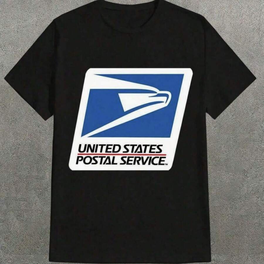 U.S.P.S United States Postal Service Post Office Logo ,Casual Print,Comfortable And Versatile,Letter Pattern Pure Cotton 220g Printed T-Shirt Tee - 款式1 - 查看 1