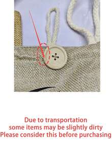 4-Piece Set Ramadan Themed Tote Bag With Star, Moon, And Letter Patterns, "Ramadan Kareem" Printed, Made Of Linen With Button Decor, Suitable For Ramadan, Bismilah, Eid Mubarak, Iftar And Other Occasions. Versatile Casual Tote Bag For Carrying, Lunch, Shopping, Dating, Holidays, Commuting, Daily Use, Also An Ideal Ramadan Gift. - Multicolor - View 11