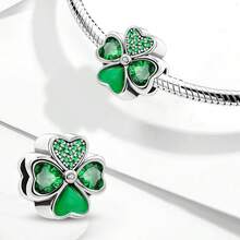 1pc Fashionable Four-Leaf Clover Beaded Pendant Accessory, Suitable For Women's Bracelet, Bangle DIY Jewelry Making And Daily Outfit Matching, An Ideal Accessory For Girls - Good Luck Four Leaf Clover - View 6