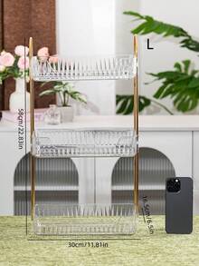 Multi-Layer Tray With Handle, Suitable For Multi-Scenario Multi-Functional Storage Tray, Plastic PET Material, Unbreakable, Reusable Dessert, Snack, Bread, Cake Tray, Applicable For Various Festivals, Weddings, Parties, Dinners, Also Suitable For Water Cups, Cosmetics, Kitchen, Bathroom Storage And More Scenarios - Transparent - View 9