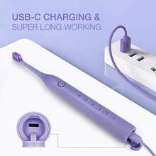 LinLin&Reyn 5 Modes Colorful Electric Toothbrush With Soft Bristles For Adults USB Type C Charging - Màu tím - Xem 2