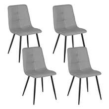 Dining Table And ChairsSet Of 4, Extendable Round Marble Effect Folding Table With 4 Upholstered Linen Chairs For Dining Room, Kitchen - White Marble Table + 4 Gray Linen Chairs - View 6