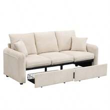 Multifunctional U-Shaped Sofa, Drawer + Stool With Locker, Removable Modular Sofa Cover With Sleeping Function, Rope-Like Fabric, Multicoloured Optional. - Beige - View 5