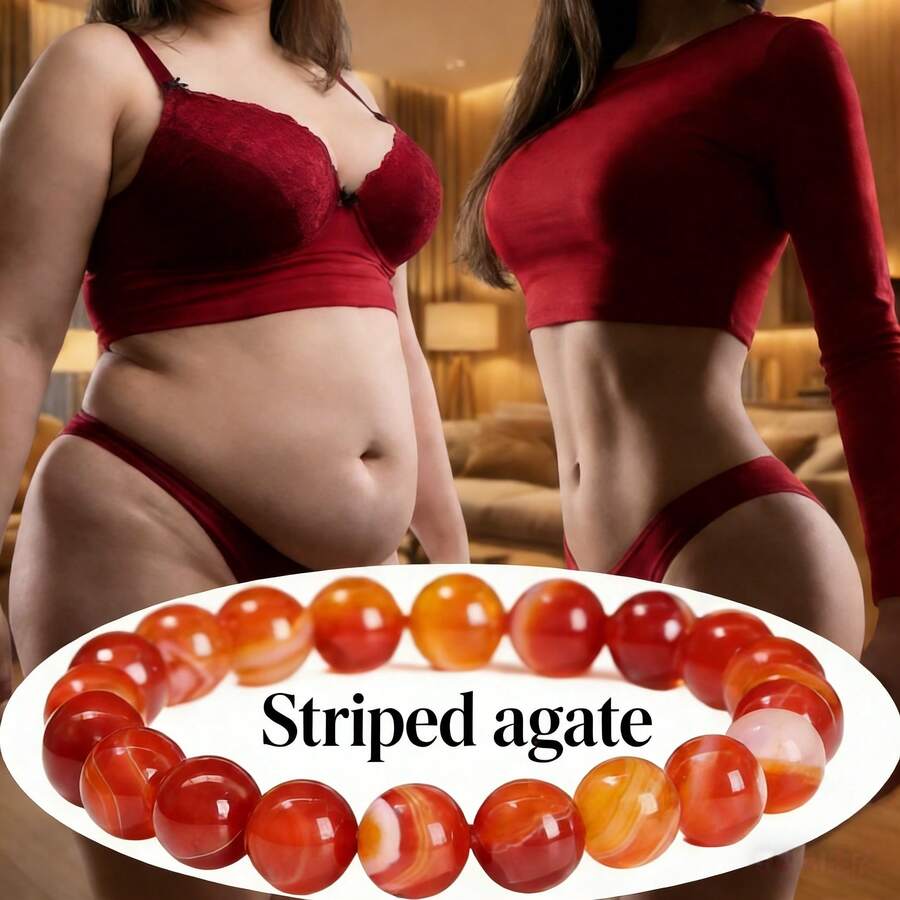 优雅玛瑙手链，女士珠宝手链，平衡宝石首饰，舒缓压力，情人节礼物 - 紅色 - 查看 1