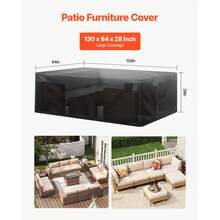 Housse de protection (1 à 4 pièces) pour mobilier de jardin et de terrasse, en tissu Oxford 420D. Housse imperméable et ventilée pour tables de terrasse rectangulaires ou carrées, adaptée à toutes les conditions climatiques. Bâche. - 330 x 214 x 71 cm - Voir 2