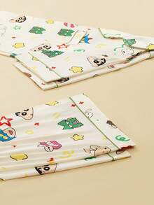 Gongdie CRAYON SHINCHAN 2pcs Crayon Shin-Chan Men's Pajama Set, Short Sleeve Sleepwear, Soft & Breathable - Champagne - View 7