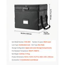 Feuerfeste Dokumentenbox Dokumententasche, 1000 °C wärmeisolierte, wasserfeste Dokumentenaufbewahrungsbox mit Schloss, tragbare & zweilagige Aktentasche für Reisepässe wichtige Dokumente - Tragbare und zweilagige Aktentasche - Übersicht 7