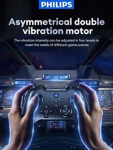 PHILIPS 飞利浦 DLK5010 蓝牙游戏控制器，无线带霍尔效应触发器，机械按钮兼容 Switch、PC、手机、电视、蓝牙、Steam、NS，多振动游戏模式，支持有线/无线，6 轴陀螺仪，双霍尔操纵杆，Turbo 功能 - 彩色 - 查看 6