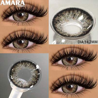 AMARA 1pair Natural Blue Color Contact Lenses For Women Eyes Makeup Green/Brown Fashion Lens For Party