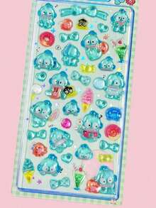 SANRIO 1张3D立体浮雕水晶贴纸手机壳DIY贴纸，可爱卡通水晶装饰贴纸，适用于手机、行李箱、笔记本，精美水晶环氧树脂浮雕装饰贴纸，流行手机壳贴纸，节日礼物（颜色随机） - 彩色 - 查看 17