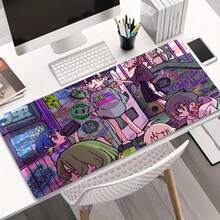 酷炫卡通女孩大号游戏鼠标垫，高清电脑键盘垫，鼠标垫，桌面垫，天然橡胶防滑办公鼠标垫，桌面配件 - 鼠標墊 - 查看 1