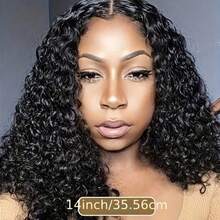 funky girl [13x4蕾丝前额卷曲波波头假发] 深波浪短波波头假发 1 件装 - 卷曲波波头真人发假发，玫瑰网材质，无香型，易于佩戴，无需电源，情人节礼物 YWBL-WH - Natural Black - 查看 2