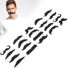 Barbas de fiesta, barbas realistas, barbas postizas, cejas postizas, bigotes, barbas para estilizar (20 diseños) - Negro - Ver 7