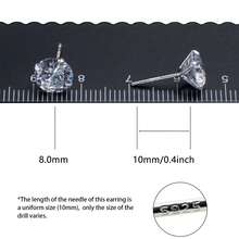 1 Pair Minimalist 925 Sterling Silver Round Cubic Zirconia Stud Earrings, 1.5mm/2.0mm/2.5mm/3mm/4mm/5mm/6mm/7mm/8mm, With 925 Silver Earring Backs, Suitable As Valentine's Gift For Girlfriend - Silver - View 9