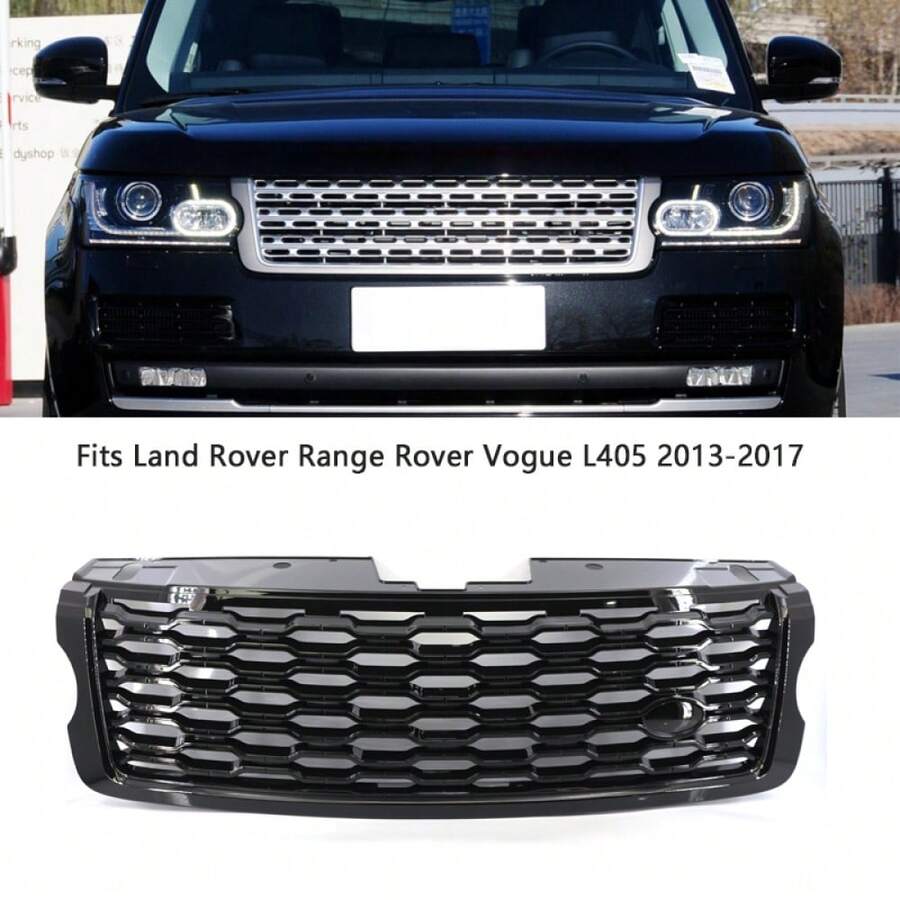 Plastic Front Grille Set, Car Center Grille Front Grills Trim Compatible For Land Rover Range Rover (2013-2017), Honeycomb Pattern - Semi-electroplation - View 1