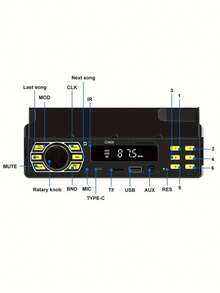 12V 1DIN Digital Car Stereo Radio MP3 Music Player With FM/USB/SD/AUX-IN + Phone Holder - A - View 7