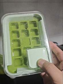 1pc Green Easy-Release Ice Cube Tray With Lid, Large Capacity, Sealed, Easy To Use Ice Mold, Home Kitchen DIY Beverage & Cocktail Ice Maker - Green - View 6