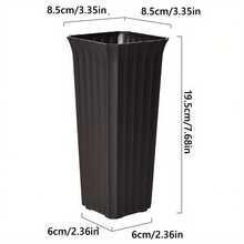 现代风格黑白竖条纹塑料花瓶 - 圆柱形植物盆，适用于家居装饰、客厅桌面摆件，无需用电，单支装，黑白竖条纹设计，是客厅桌面装饰的理想之选。 - 均碼 - 查看 8