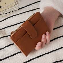 European & American Style Litchi Grain Minimalist Women's Bifold Wallet, Multi-Card Slots Design With Zipper Coin Pouch, High-End Elegant Ladies Wallet. Mini Wallet, Small Wallet, Men's Wallet, Cute Leather Wallet - Multicolor - View 7