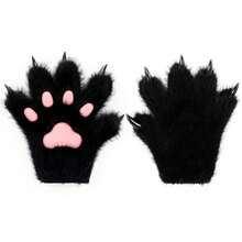 1pair Cute Plush Cat Paw Gloves, Soft Furry Winter Mittens Cosplay Costume Accessories, Furry Costume, Therian Paws, Cartoon Animal Claw Hand Warmers, Fluffy Plush Paw Shaped Gloves For Christmas, Party, Or Daily Warm Wear - Multicolor - View 24