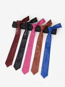 1pc Leather Necktie, Personalized Tie For Men - PU Leather Tie - View 3