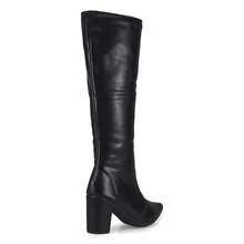 Women's Riding Boot, High Shaft, Square Heel, Comfortable Fashion 206 - Black - View 5