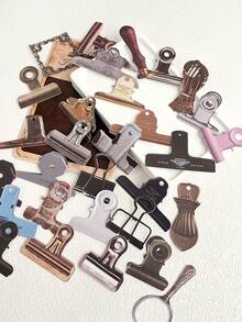 30pcs/Pack Handmade Workshop Series Stationery Paperclips, Scrapbooking Hollow Hard Cards - Multicolor - View 2