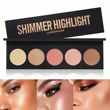 LANGMANNI 5 Colors Highlighter Powder Palette Facial Bronzers Illuminator Palette Highlighter Long Lasting - 5 màu - Xem 11
