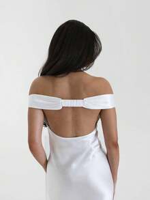 2026 New Arrival Women's European American Luxury Mermaid Satin Long Dress - Elegant Off-Shoulder Evening Gown - 白色 - 查看 3