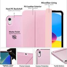 Funda para iPad (A16) de 11a generación de 11 pulgadas de 2025, funda para la 10a generación de 10.9 pulgadas de 2022 con soporte para lápiz, cubierta protectora delgada con carcasa trasera de PC translúcida, activación/suspensión automática - iPad 11.º/10.º - Ver 3