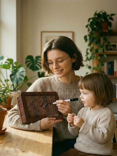 1个带计数器的木制存钱罐，木制小猪存钱罐，培养成人储蓄习惯，网格布局，家居和办公室装饰，适用于现金、硬币、邮票 - 理财和储蓄的理想礼物，可重复使用的复古风格存钱罐，用于家庭理财，培养成人储蓄习惯。送给家人和朋友的完美礼物，易于组装[送给妻子和母亲的节日礼物]，款式和颜色随机发送