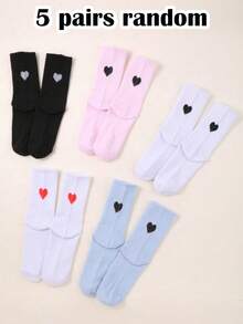 1/5 pares de calcetines de media pantorrilla con diseño a rayas en forma de corazón para mujeres, diseño de bloques de color blanco y verde, cálidos, transpirables, que absorben la humedad, suaves y cómodos, casuales y versátiles, regalo ideal para el Día de San Valentín, adecuados para senderismo, viajes al aire libre, camping, fiestas en otoño/invierno, también excelentes para parejas, regalos de Halloween y Navidad. - Multicolor - Ver 6