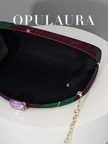 OpulAura 新款时尚闪亮鹦鹉图案水钻手拿包，欧美设计，亮丽夏日色彩，完美适合派对女孩、女士、新娘——适用于派对、婚礼、舞会、晚宴/宴会，可完美搭配婚纱、女士正式礼服、生日礼服。 - 紫色 - 查看 8