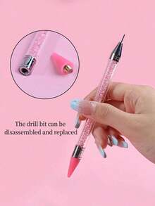1pc Nail Art Dotting Pen/Replacement Wax Crayon Heads, With Wax Tip And Self-Adhesive Function, Double-Ended Design, Suitable For Picking Up And Removing Crystals, Rhinestones, Gems, Jewelry Stickers, Single Pack, Pink Dotting Pen Tool, Nail Art Pen Tip, Nail Decoration, Nail Art Supplies, Nail Art Tools, Back To School, Nail Art, Nail Art Tools, Suitable For Fake Nails - Nhiều màu - Xem 4