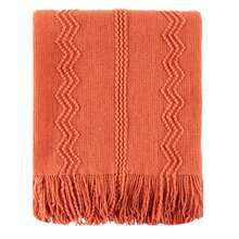 Orange Red Throw Blanket For Bed, Boho Decorative Throw Blanket For Couch Sofa, Knitted Blankets And Throws, Home Decor, 50"X60" - Salmon - View 2