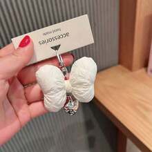 1 Pc Niche Design Sweet 3D Bowknot Heart Pendant, Multi-Use Charm For Car Keychain/Bag/Phone - Milk White 1-pc - View 12